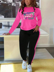 Print Long Sleeve T Shirt Two Piece Pants Set SH-391292