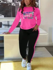 Print Long Sleeve T Shirt Two Piece Pants Set SH-391292