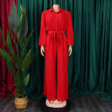 Plus Size Solid Color Long Sleeve Loose Jumpsuit GCZF-8596