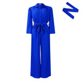 Plus Size Solid Color Long Sleeve Loose Jumpsuit GCZF-8596