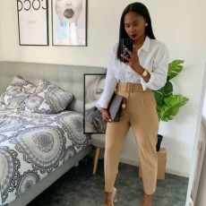 Plus Size Casual Slim Solid Color Trouser GCZF-P01A-C2