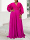 Plus Size Long Sleeve Wide Leg Pressed Pleat Jumpsuit GCZF-8603