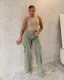 Washed Hollow Out Staight Jeans LX-5538