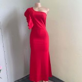 Plus Size Slash Shoulder Sleeveless Maxi Dress GCZF-8427