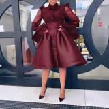 Plus Size Mesh Patchwork Shirt Two Piece Skirts Set NY-10918