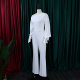 Plus Size Long Sleeve Solid Slash Shoulder Jumpsuit GCZF-8425