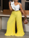 Plus Size Ruffles Sleeveless Tops Two Piece Pants Set GCZF-8605