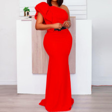 Plus Size Slash Shoulder Sleeveless Maxi Dress GCZF-8427