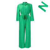 Plus Size Solid Color Long Sleeve Loose Jumpsuit GCZF-8596