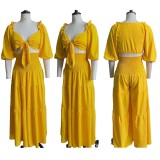 Plus Size Solid Color Short Sleeve Loose 2 Piece Set GCZF-8493