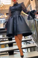 Plus Size Mesh Patchwork Shirt Two Piece Skirts Set NY-10918