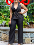 Plus Size Chain Sleeveless Slim Jumpsuit GCZF-8604