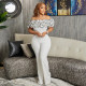 Plus Size Off Shoulder Solid Color Jumpsuit GCZF-8593
