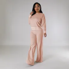 Long Sleeve Knits Wide Leg Two Piece Pants Set SFY-2788