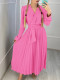 Plus Size V Neck Solid Color Belt Maxi Dress GCZF-8557