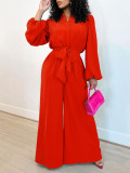 Plus Size Solid Color Long Sleeve Loose Jumpsuit GCZF-8596