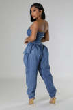 Sexy Wrap Chest Slim Denim Jumpsuit LX-6035