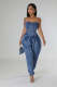 Sexy Wrap Chest Slim Denim Jumpsuit LX-6035