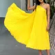 Plus Size Pleated Slash Shoulder Loose Midi Dress GCZF-8552