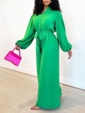 Plus Size Solid Color Long Sleeve Loose Jumpsuit GCZF-8596