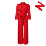 Plus Size Solid Color Long Sleeve Loose Jumpsuit GCZF-8596
