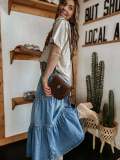 Fashion Layered Cake Denim Half Skirt GYAN-8922