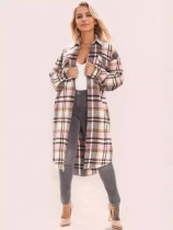 Fashion Long Sleeve Plaid Print Coats GWDS-241051