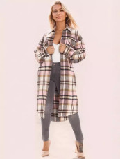Fashion Long Sleeve Plaid Print Coats GWDS-241051