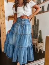 Fashion Layered Cake Denim Half Skirt GYAN-8922