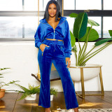 Casual Long Sleeve Solid Two Piece Pants Set GFDY-1314