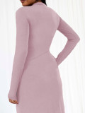 Slash Shoulder Long Sleeve Irregular Long Dress GWDS-241009