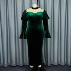 Plus Size Beaded Long Sleeve Party Dress GKEN-040725