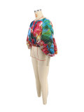 Fashion Print Bat Long Sleeve Tops XHXF-436