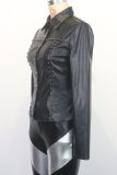 Long Sleeve Lapel Leather Tops Coat GWDS-240802