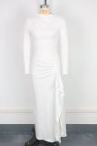 Slash Shoulder Long Sleeve Irregular Long Dress GWDS-241009