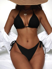 Sexy Solid Color Tie Up Bikinis Two Piece Set CSYZ-B711F