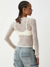 Sexy See Through Long Sleeve Lace Tops GWDS-240997