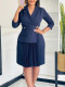 Plus Size Solid Color Press Pleated Midi Dress GATE-543