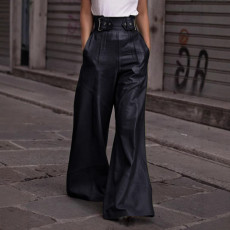 Fashion High Waist PU Leather Flare Pants GWDS-241022