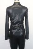 Long Sleeve Lapel Leather Tops Coat GWDS-240802