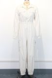 Long Sleeve Solid Color Loose Jumpsuit GWDS-241015