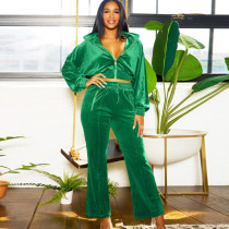 Casual Long Sleeve Solid Two Piece Pants Set GFDY-1314