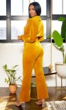 Casual Long Sleeve Solid Two Piece Pants Set GFDY-1314