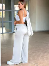 Solid Color Long Sleeve Shirt Pants 2 Piece Set GWDS-240782