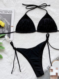 Sexy Solid Color Tie Up Bikinis Two Piece Set CSYZ-B711F