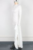 Slash Shoulder Long Sleeve Irregular Long Dress GWDS-241009