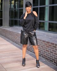 Solid Long Sleeve Off Shoulder T Shirt SMD-2505