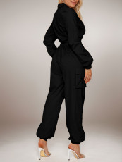 Long Sleeve Solid Color Loose Jumpsuit GWDS-241015