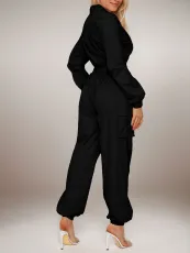 Long Sleeve Solid Color Loose Jumpsuit GWDS-241015