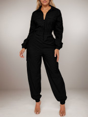 Long Sleeve Solid Color Loose Jumpsuit GWDS-241015